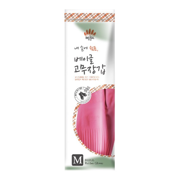 명진 베이글 고무장갑 M 중 1켤레 주방 위생 핑크