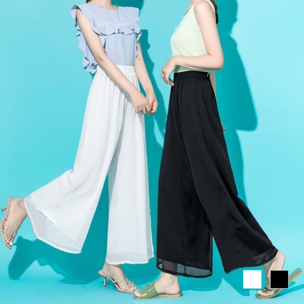 비바올리 여성 쉬폰 밴딩 통바지 2컬러 3XL 보유 패션 팬츠
