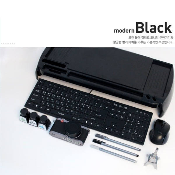 블랙 모니터 받침대 MC-100 컴퓨터 책상 정리용품